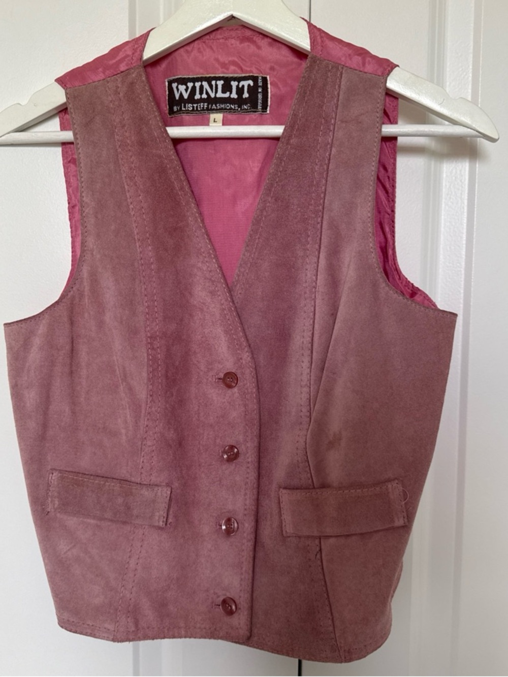 Winlit Vintage Y2K Dusty Rose Leather Vest Womens Western Rare